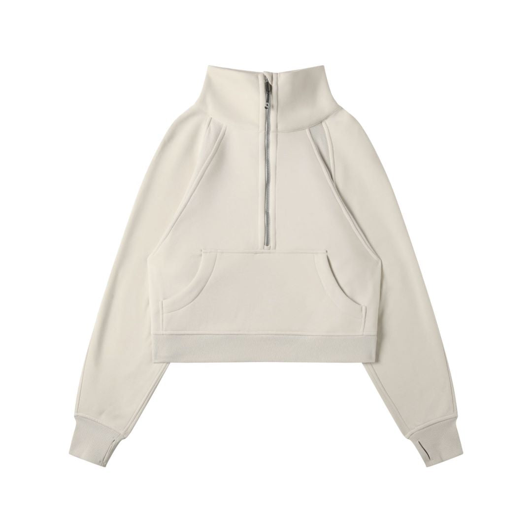 Half Zip Cropped Sweatshirt
