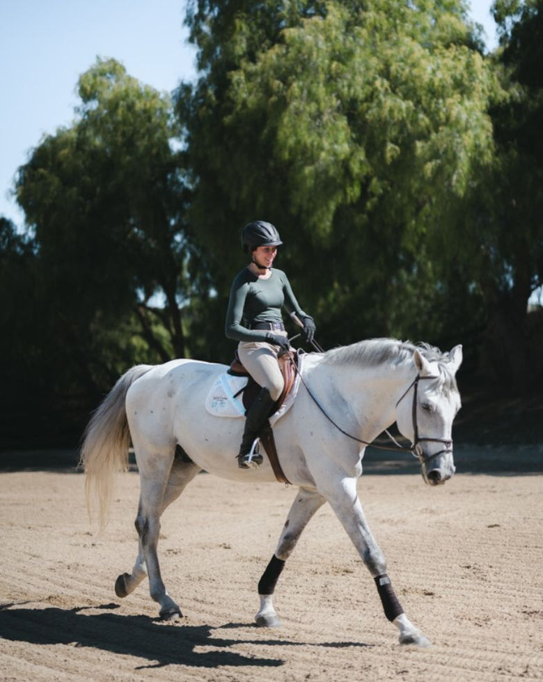 equestrian long sleeve training shirt hunter green