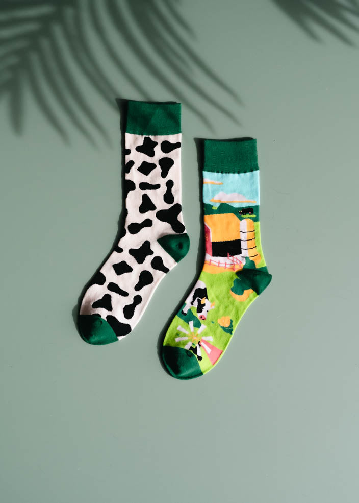 Mix Match Socks - Barn + Cow