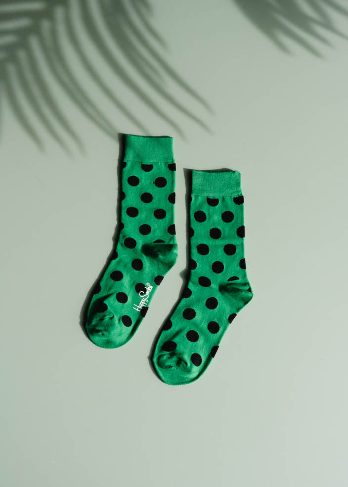 Mid Length Socks - Green Polka Dot